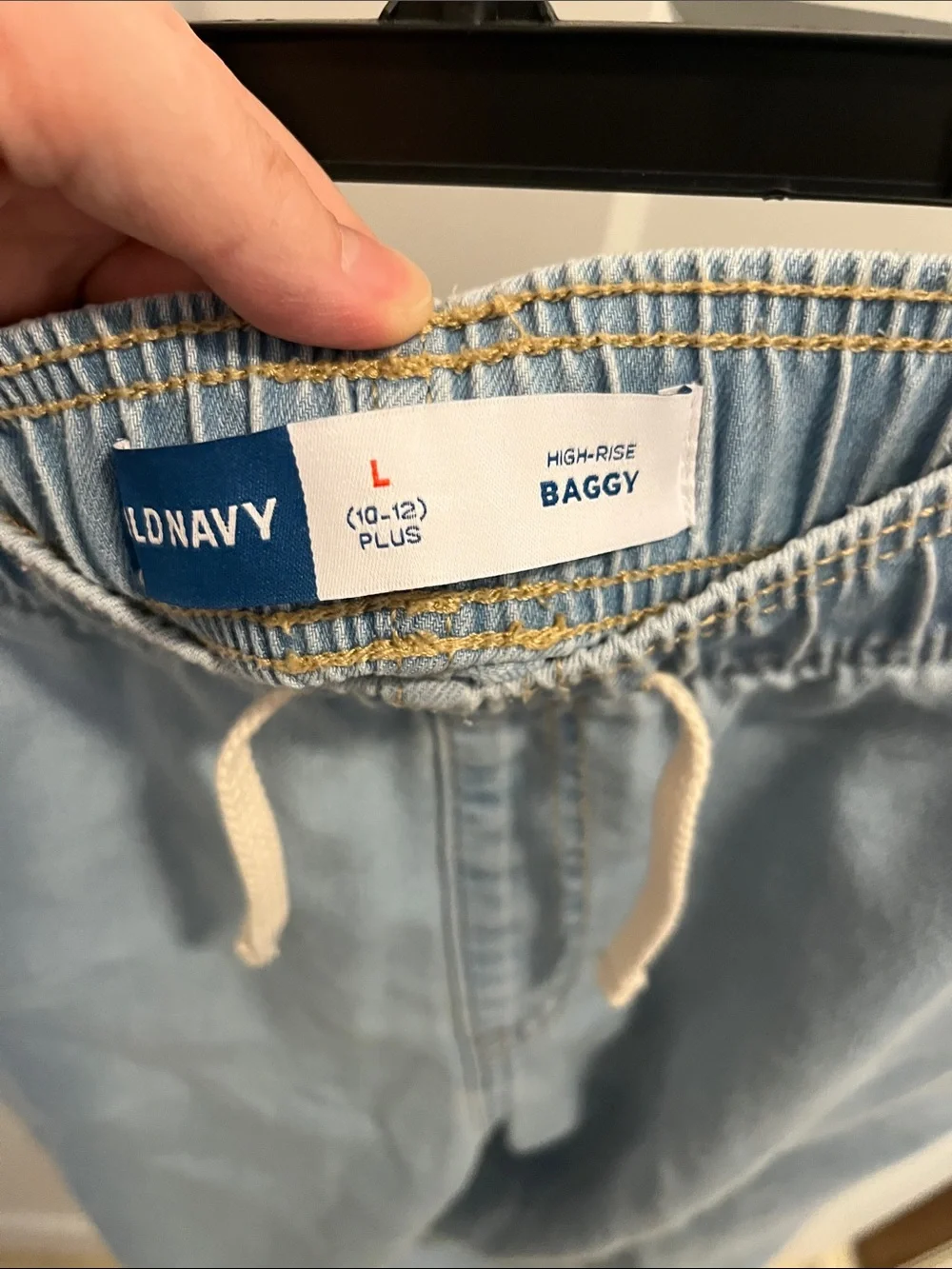 Old Navy Light Blue High-Rise Baggy Jeans with Drawstring